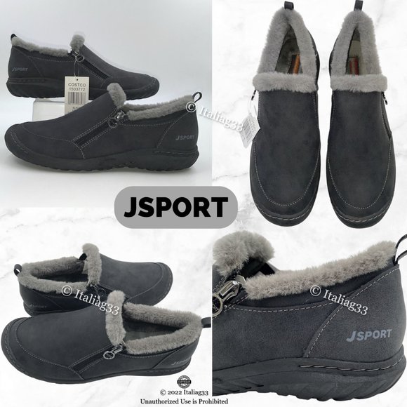 JSport by Jambu Shoes - Jsport by Jambu Black Elenore Faux Fur Lined Slip On Women’s Shoes Memory Foam